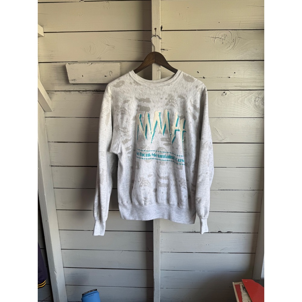 Vintage MV Sport Pro Weave Mohonk Mountain House Sweatshirt Mens L Gray USA Made
